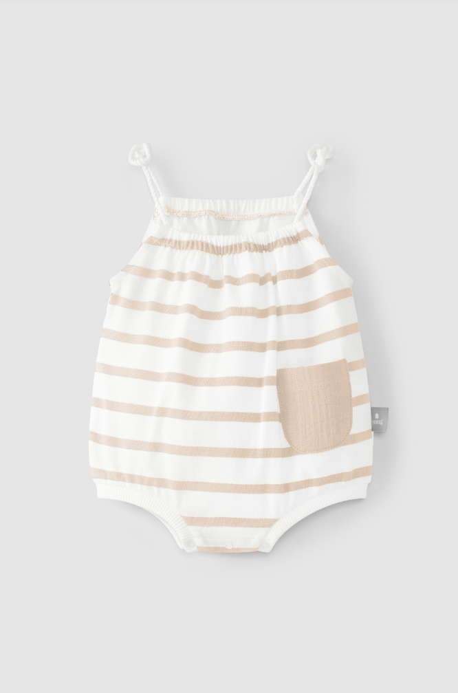 Powder Pink Striped Bubble Romper