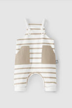 Load image into Gallery viewer, Taupe Stripe Pocket Overalls
