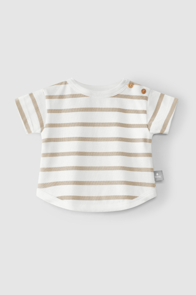 Taupe Stripe Short Sleeve Top