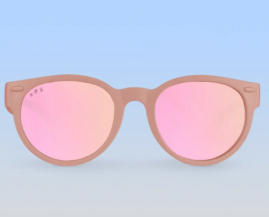 Blush Pink Round Sunglasses Mirrored Rose Gold