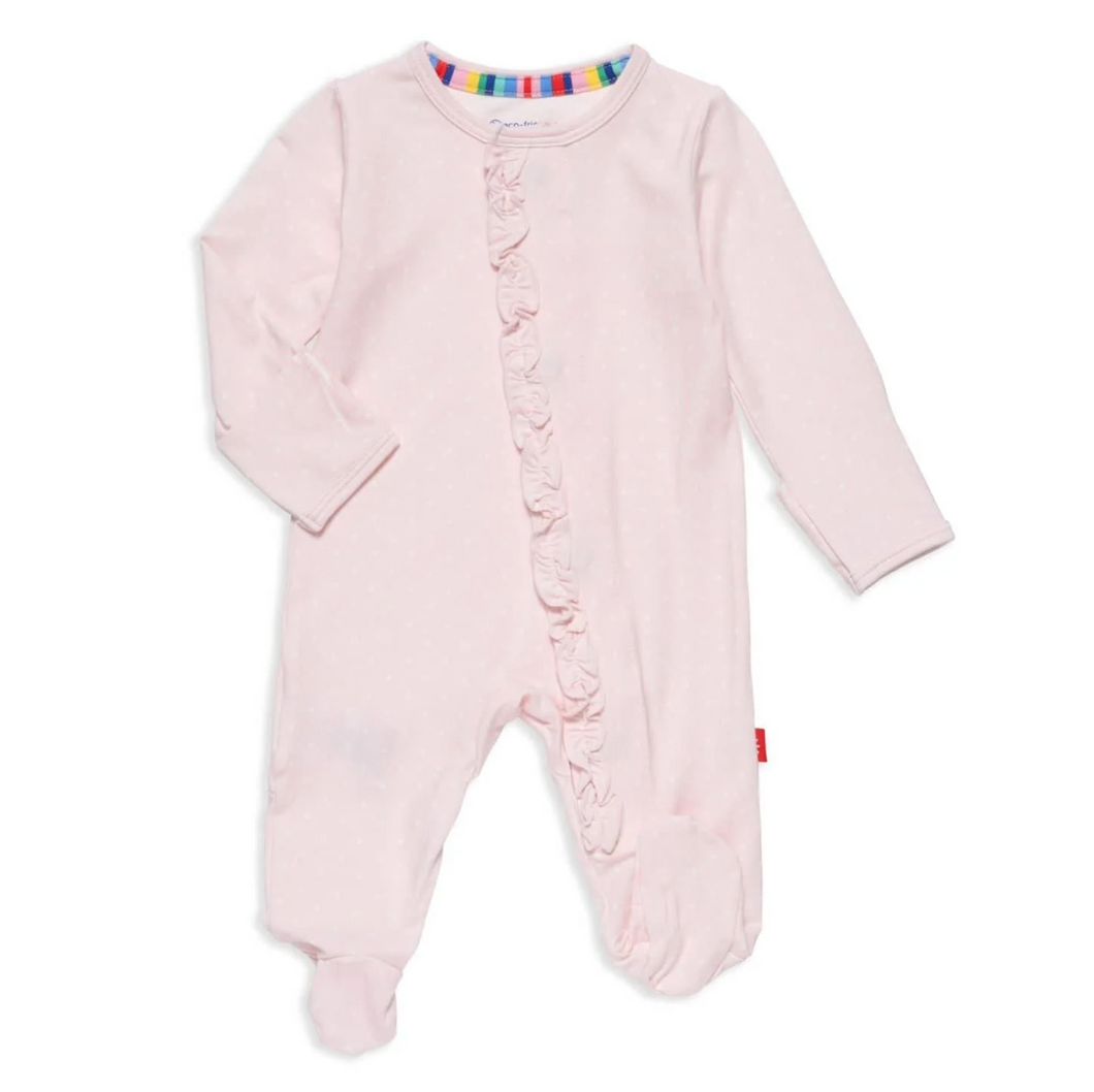 Pin Dot Pink Ruffle Modal Magnetic Footie