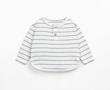 Load image into Gallery viewer, Blue Stripe Long Sleeve Button Top

