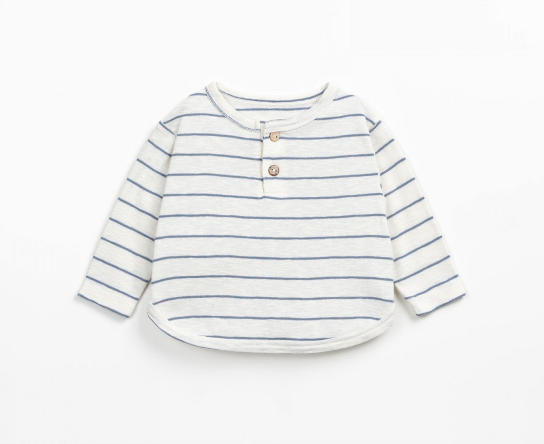 Blue Stripe Long Sleeve Button Top