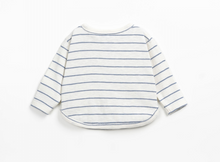 Load image into Gallery viewer, Blue Stripe Long Sleeve Button Top
