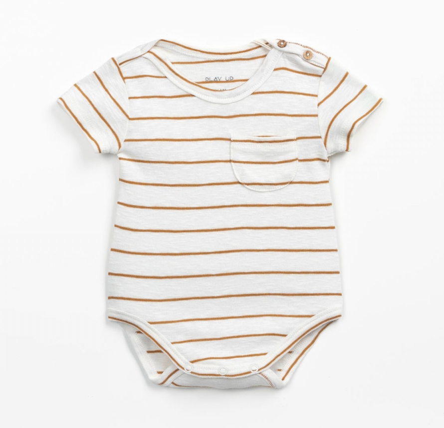 Camel Stripe Pocket Onesie
