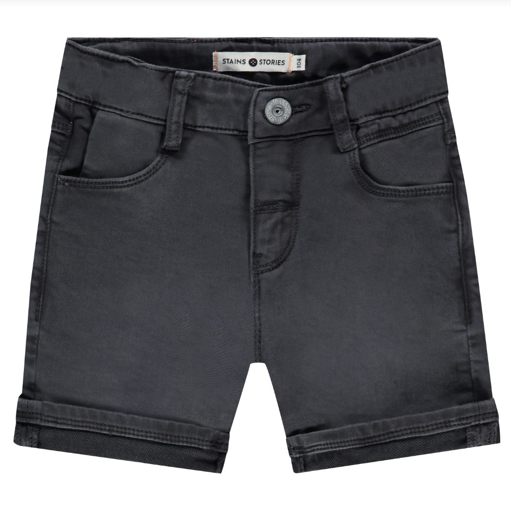 Dark Grey Stretch Denim Shorts
