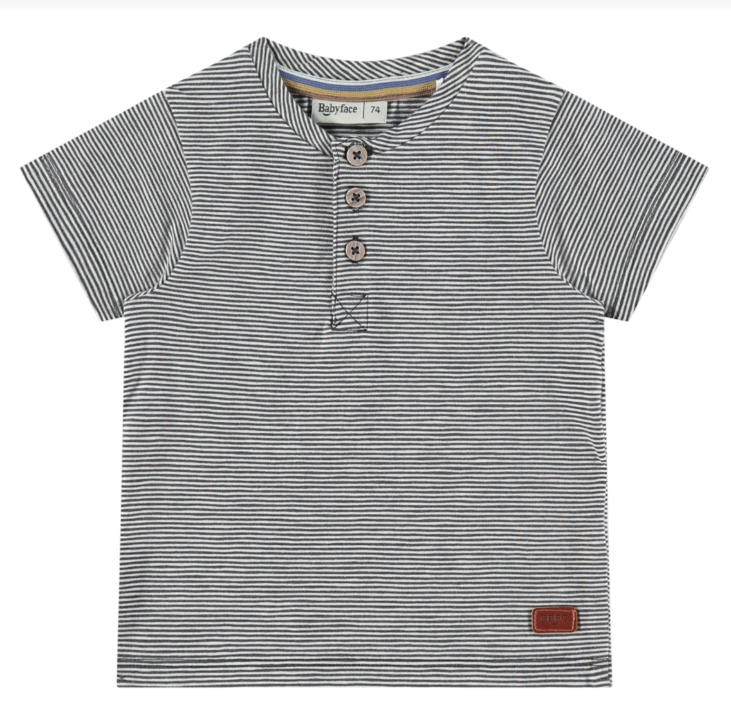 Heathered Grey Henley Short Sleeve Tee