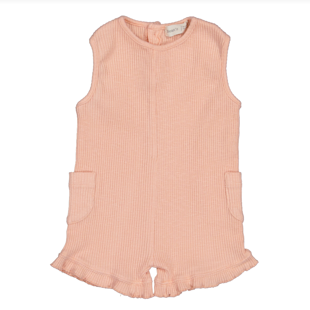 Pink Frill Ribbed Romper