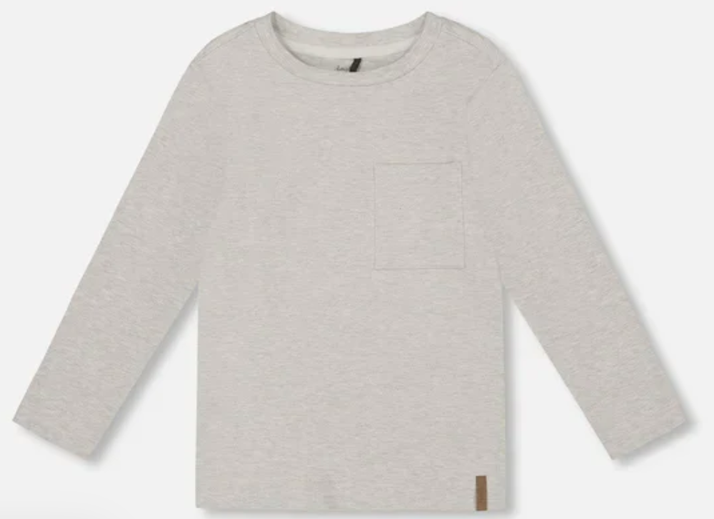 Oatmeal Patch Pocket Long Sleeve Top