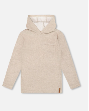 Brushed Jersey Hooded T-Shirt In Oatmeal