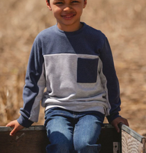 Load image into Gallery viewer, Grey/Blue Color Block Brushed Jersey Top
