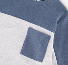 Load image into Gallery viewer, Grey/Blue Color Block Brushed Jersey Top
