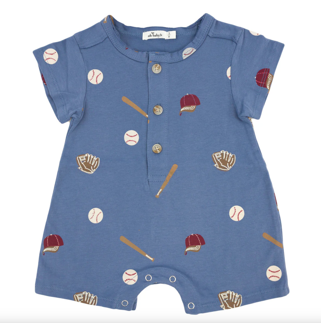 Baseball Print Shortie Romper