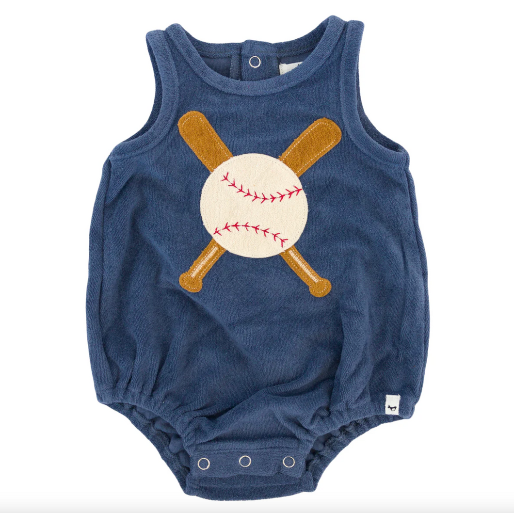 Vintage Baseball Terry Bubble Romper