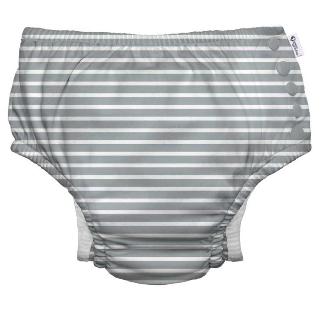 Grey Stripe Eco Snap Swim Diaper