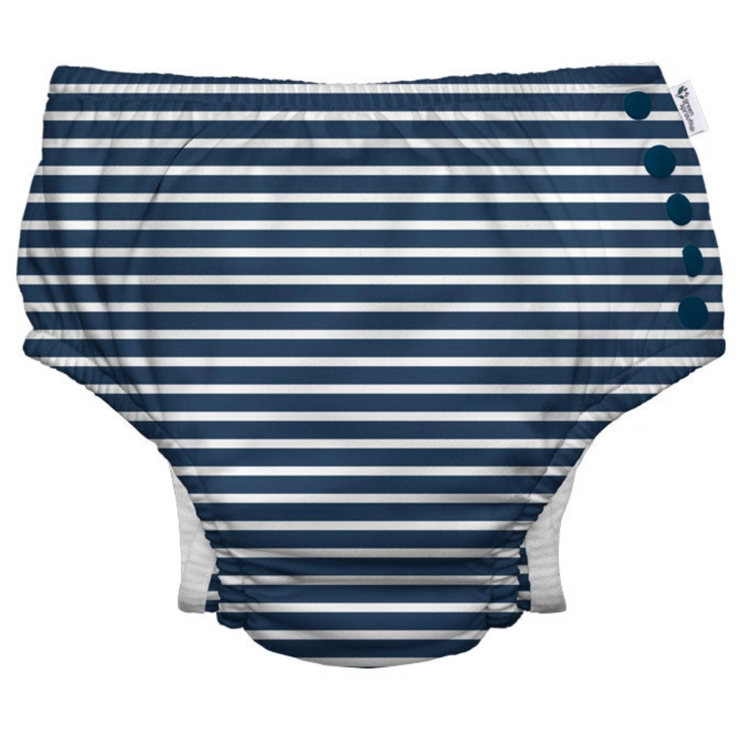 Navy Stripe Eco Snap Swim Diaper