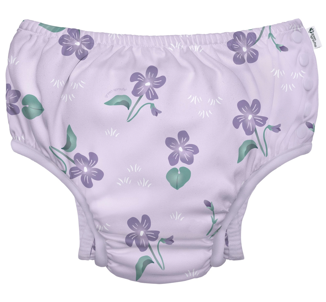 Light Lavender Violets Eco Snap Swim Diaper