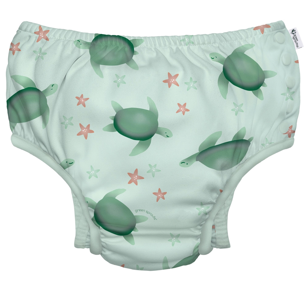 Light Sage Turtle Eco Snap Swim Diaper