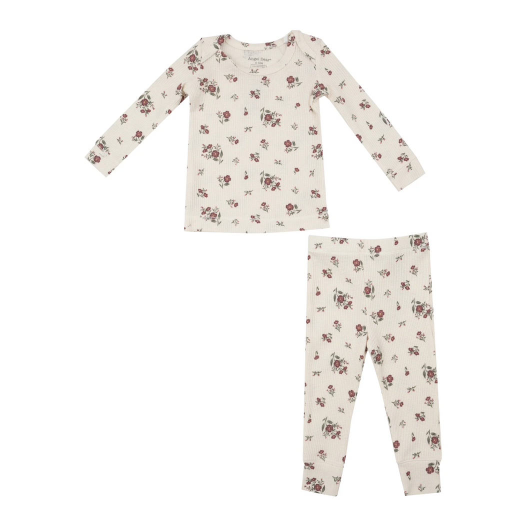 Misty Rose Floral Waffle PJ Set