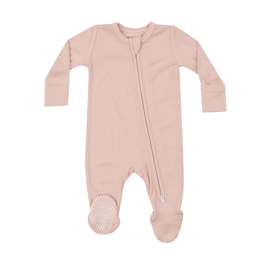 Ribbed Pale Blush 2-Way Zipper Footie