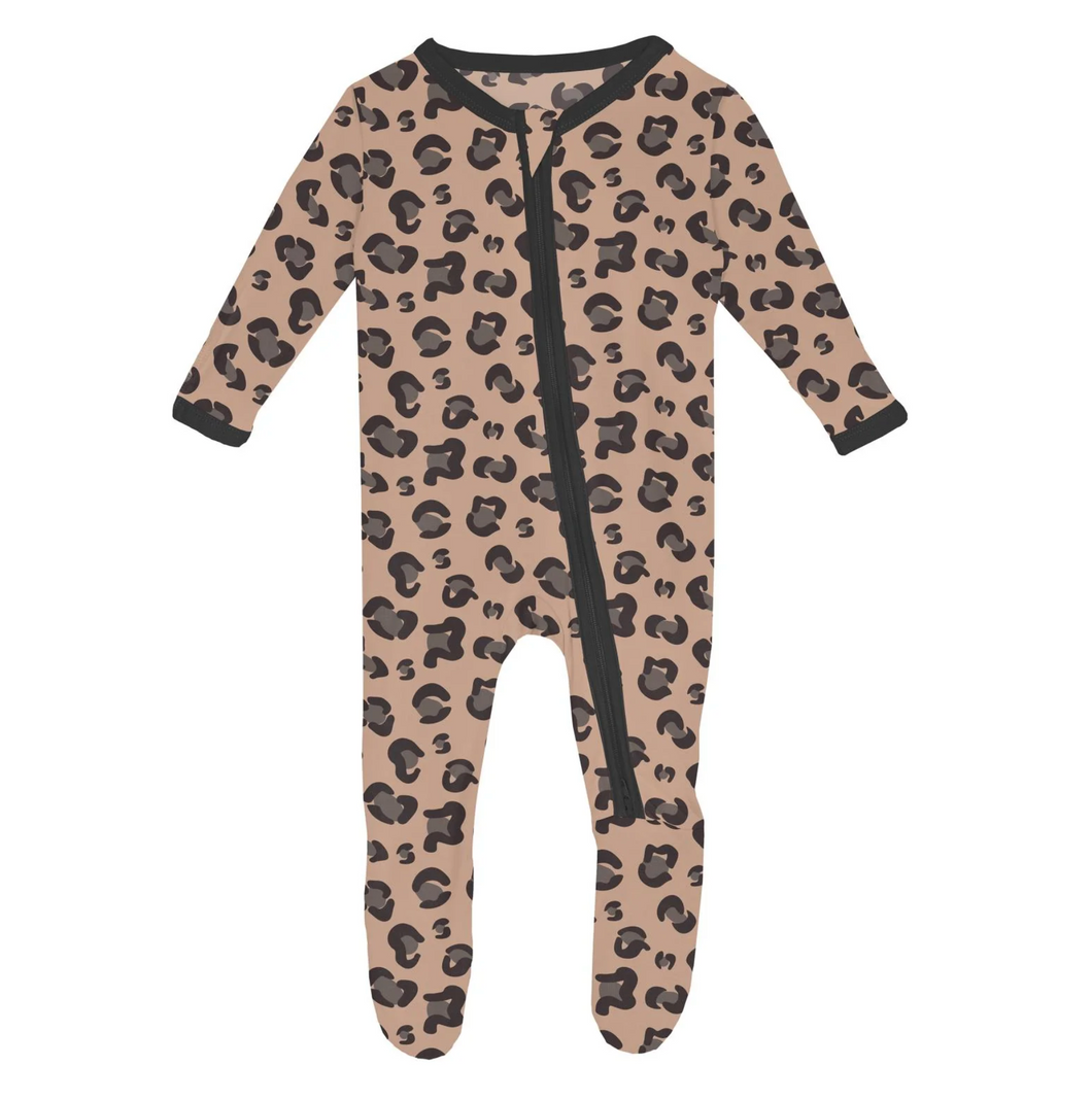 Suede Cheetah Zipper Footie