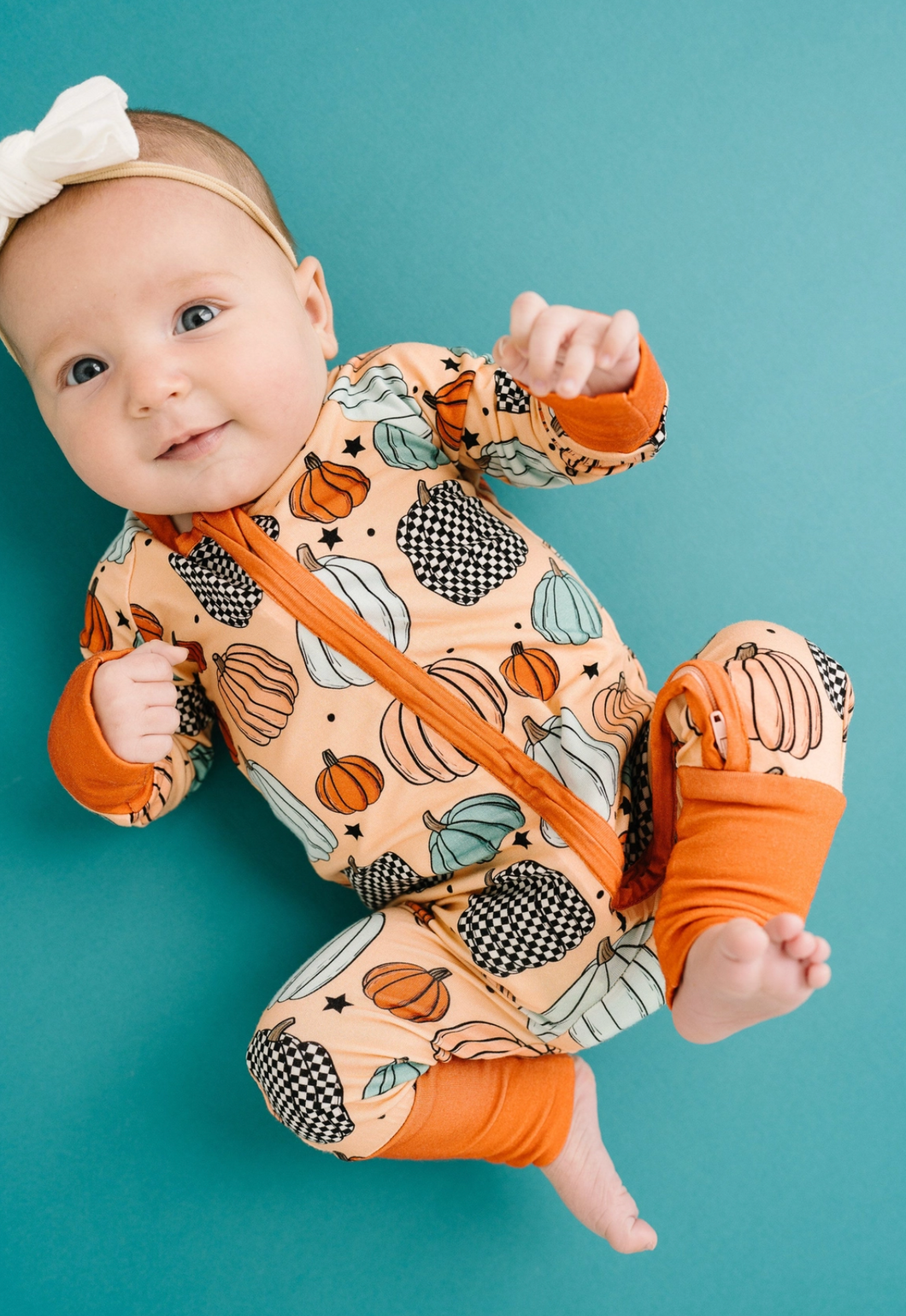 Falling For Pumpkins Zip Flip Footie