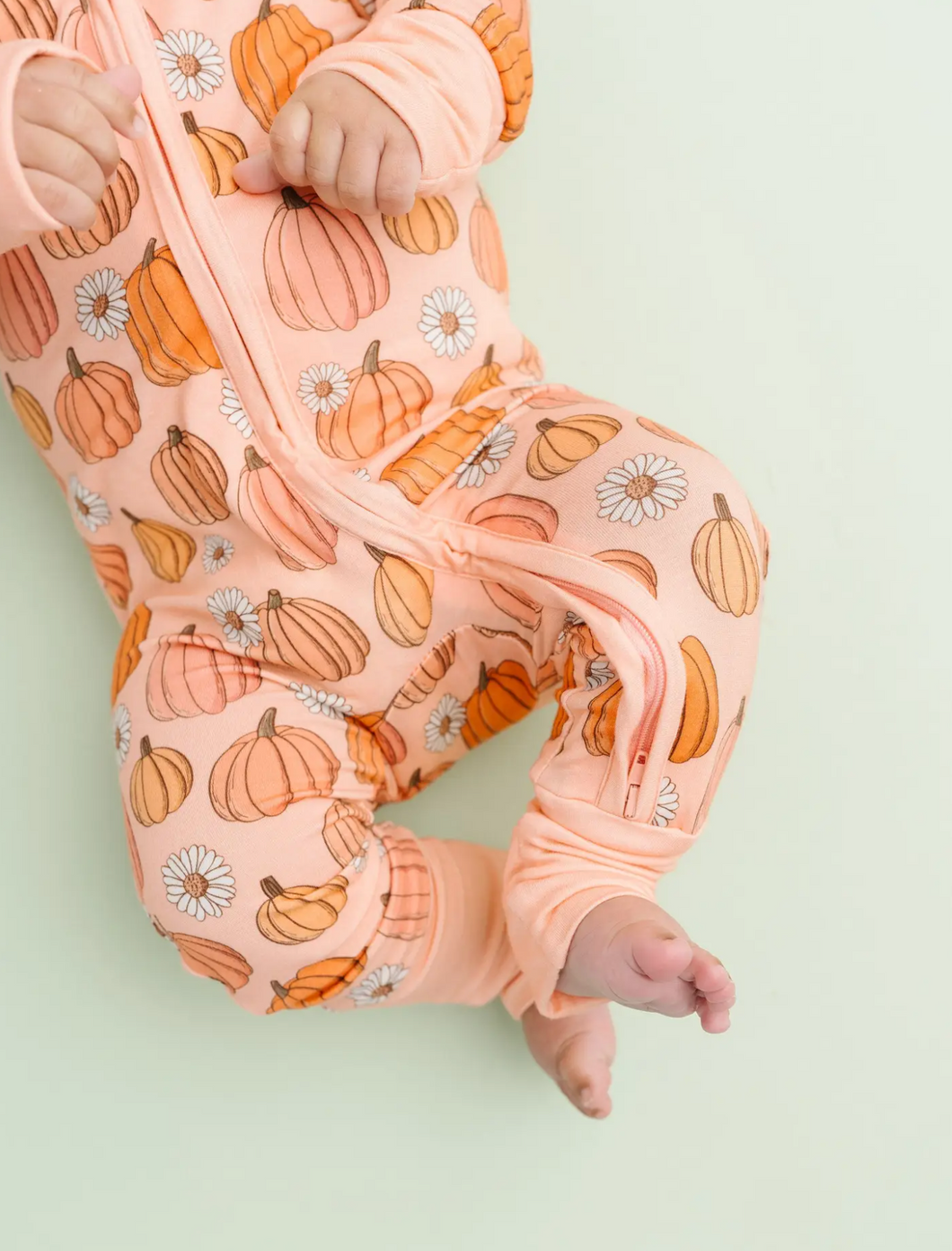 Pretty In Pink Pumpkins Zip Flip Footie