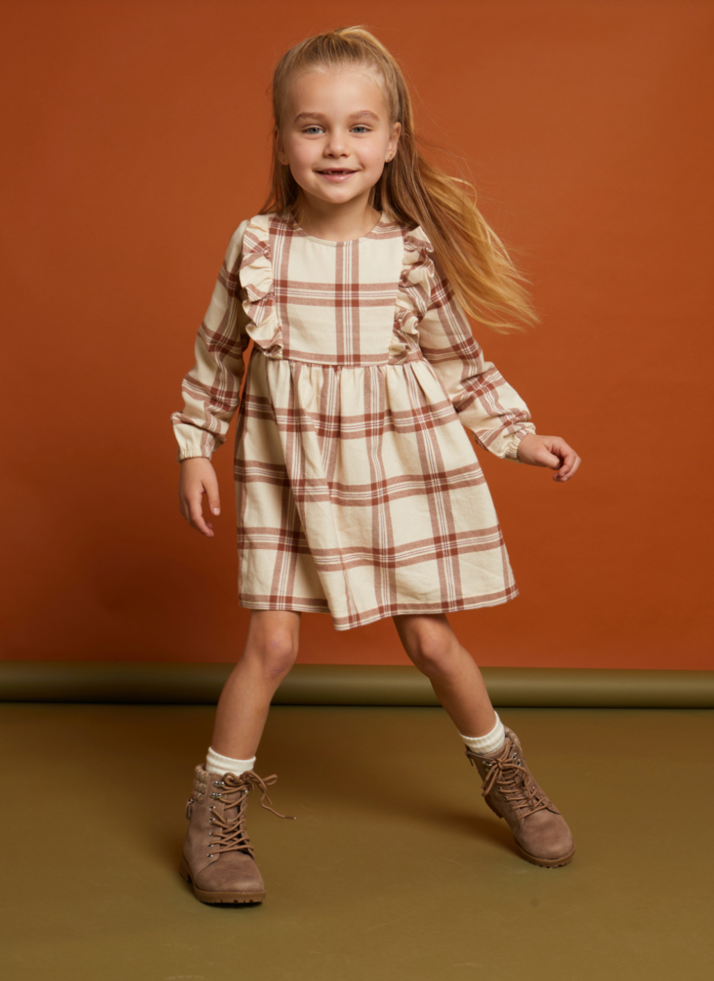 Copper Plaid Dress