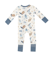 Load image into Gallery viewer, Blue Cowboy Boots 2-Way Zipper Romper
