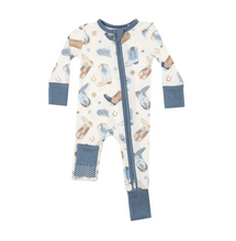 Load image into Gallery viewer, Blue Cowboy Boots 2-Way Zipper Romper
