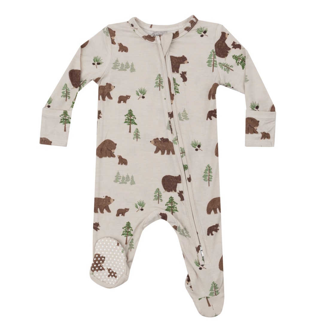 Sweet Brown Bears Two-Way Zip Footie