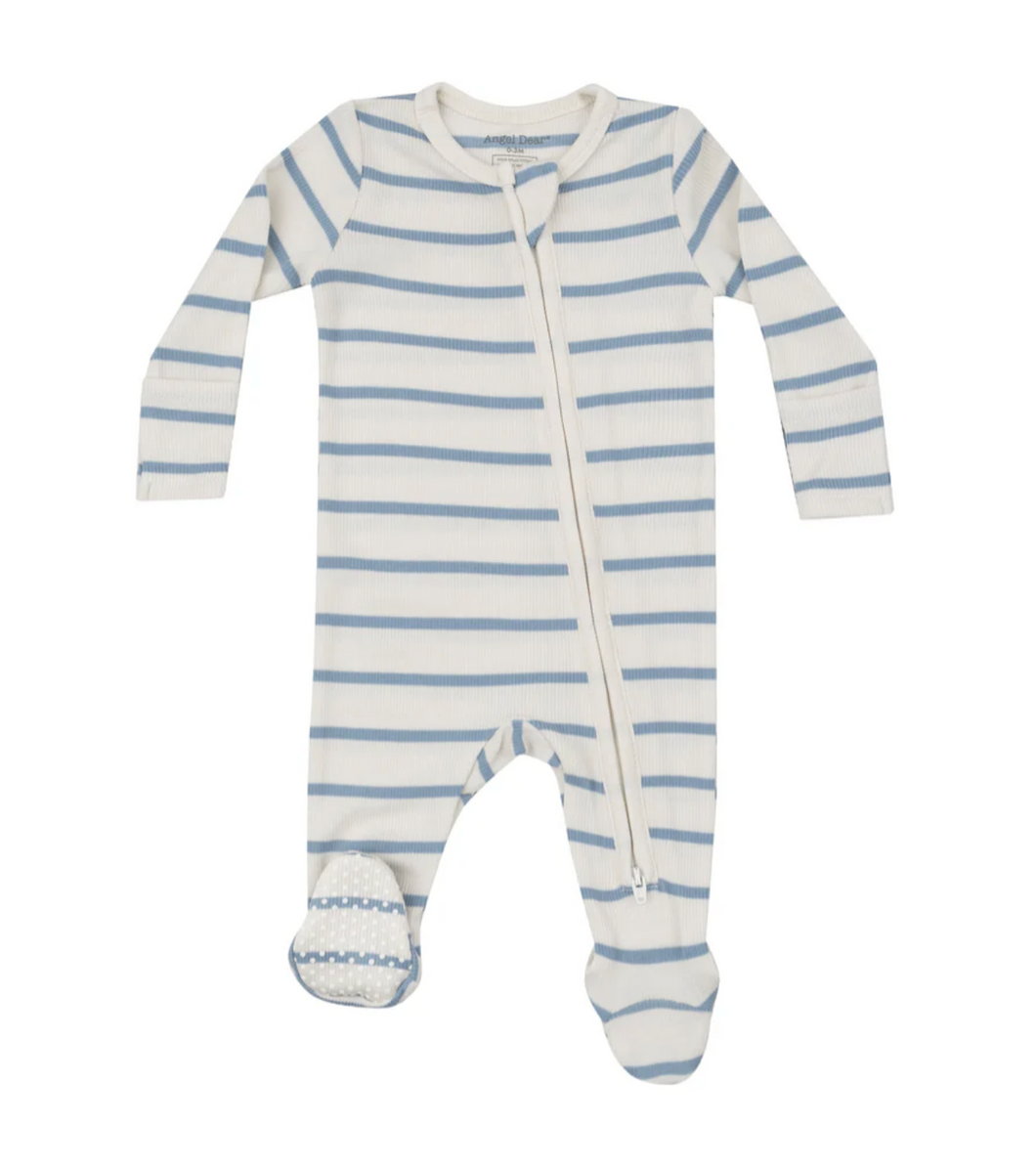 Ribbed Stripe Glacier Two-Way Zip Footie