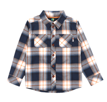 Load image into Gallery viewer, Navy/Gold Plaid Button Up Top
