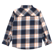 Load image into Gallery viewer, Navy/Gold Plaid Button Up Top
