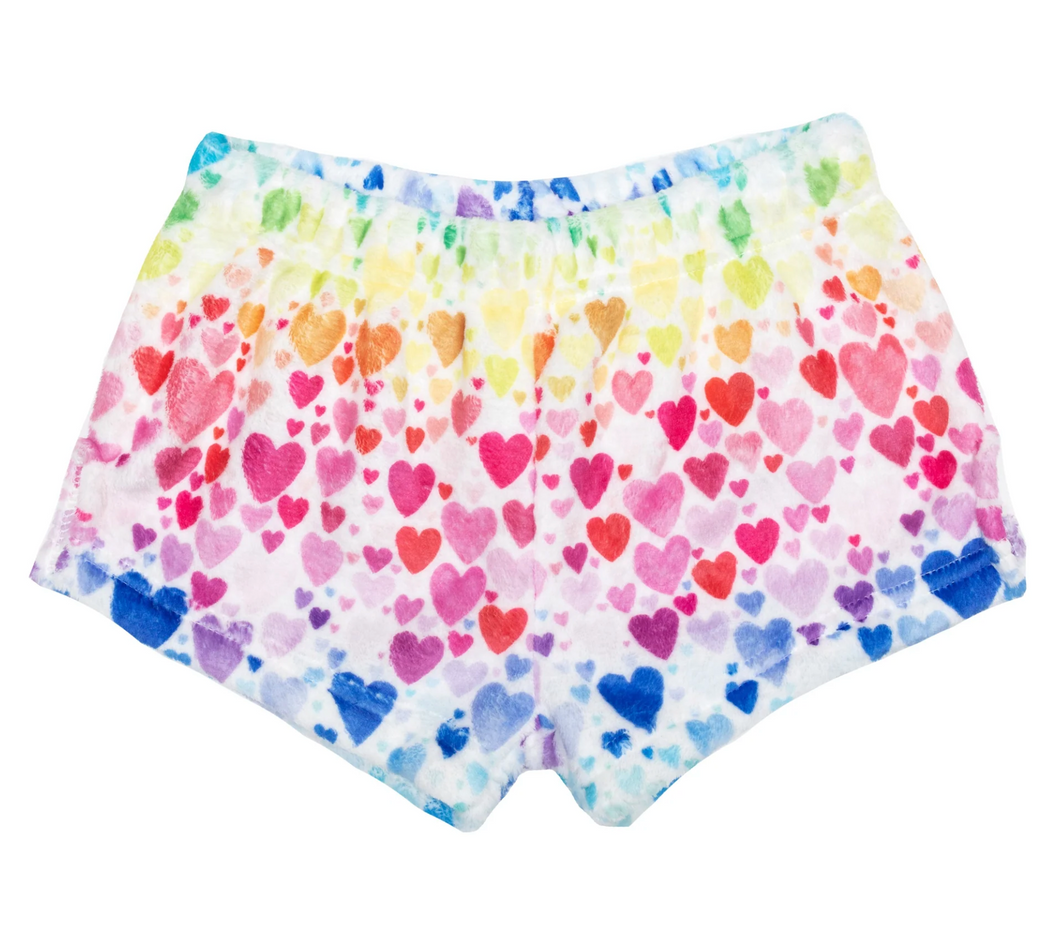 Rainbow Hearts Plush Shorts