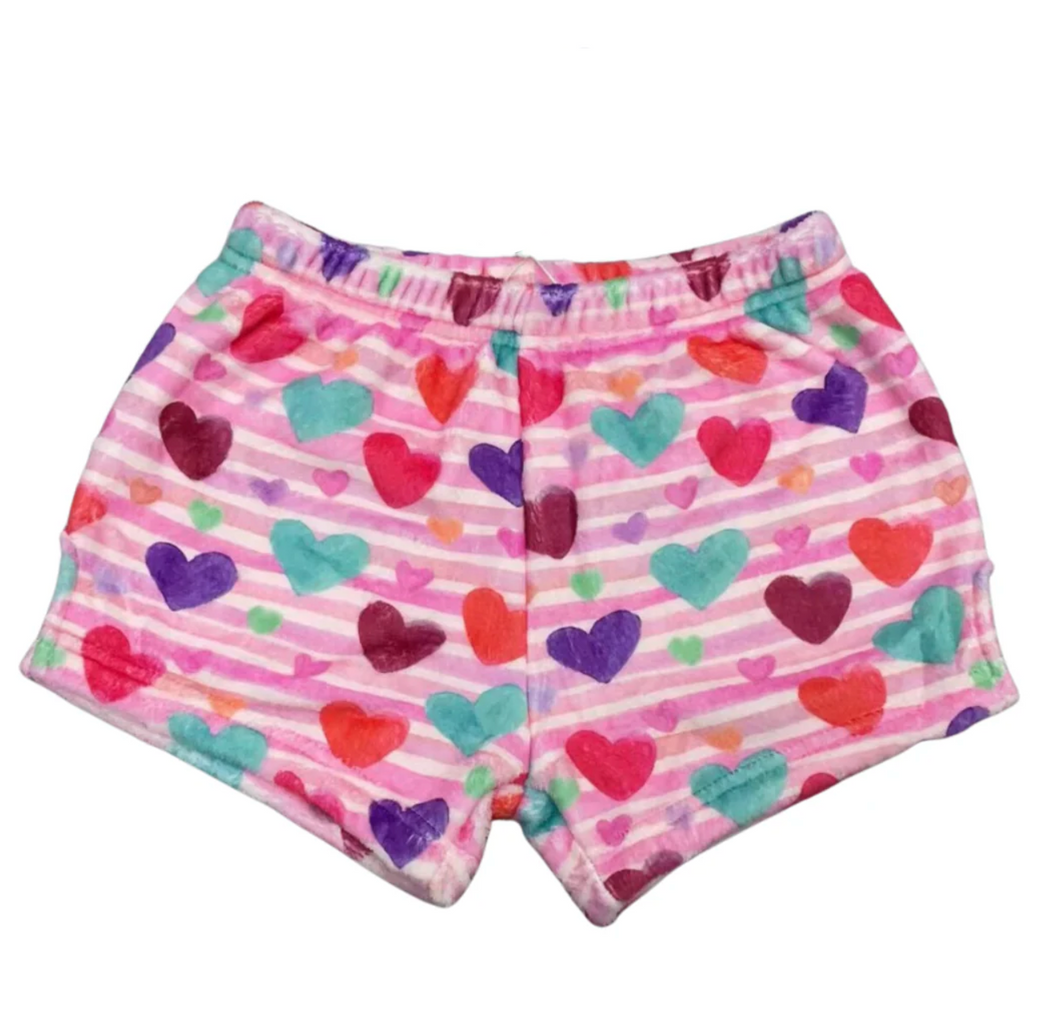 Stripe Hearts Plush Shorts