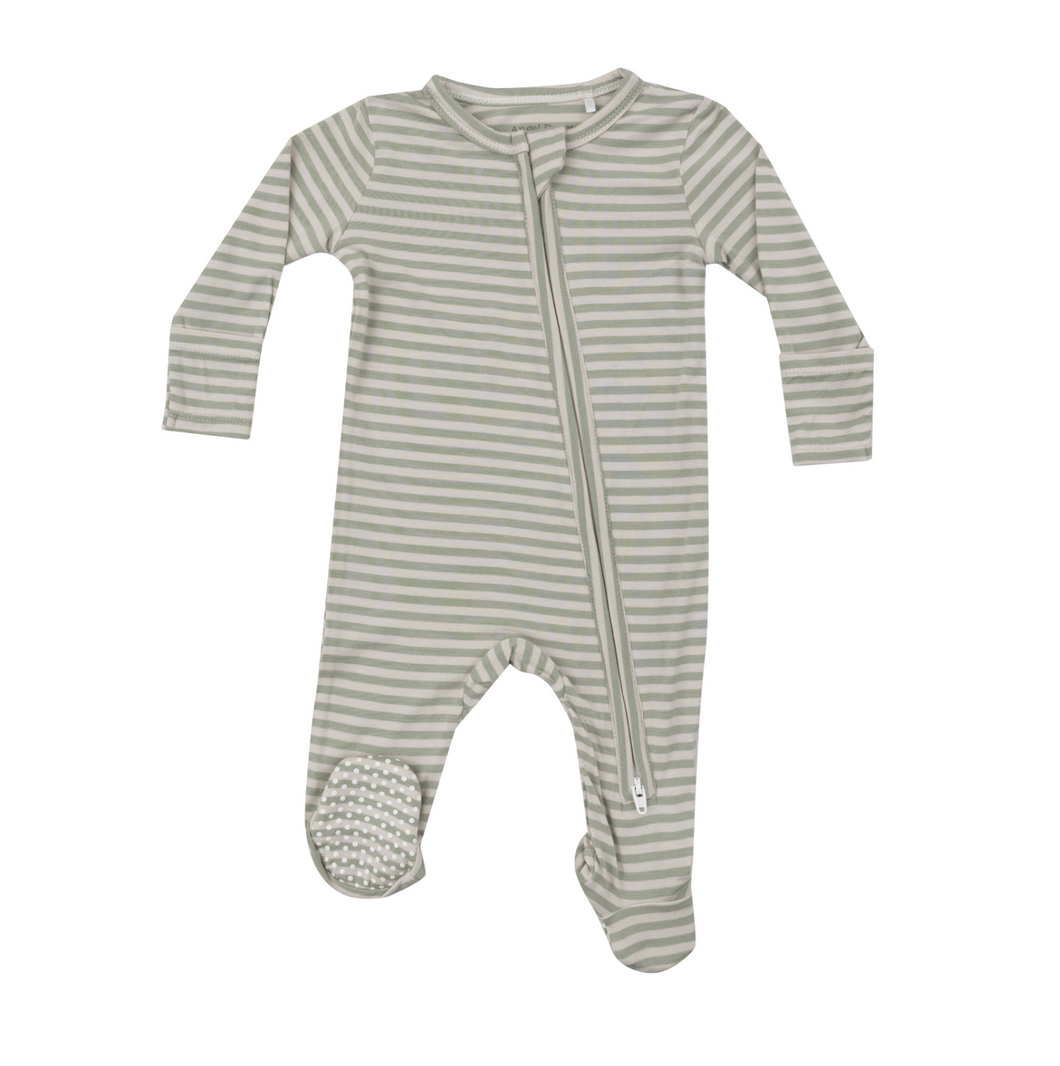 Desert Sage Stripe Two-Way Zip Footie