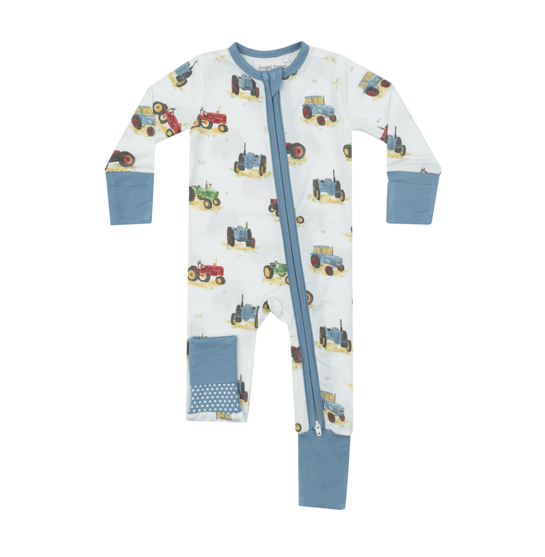 Vintage Tractor 2-Way Zipper Romper