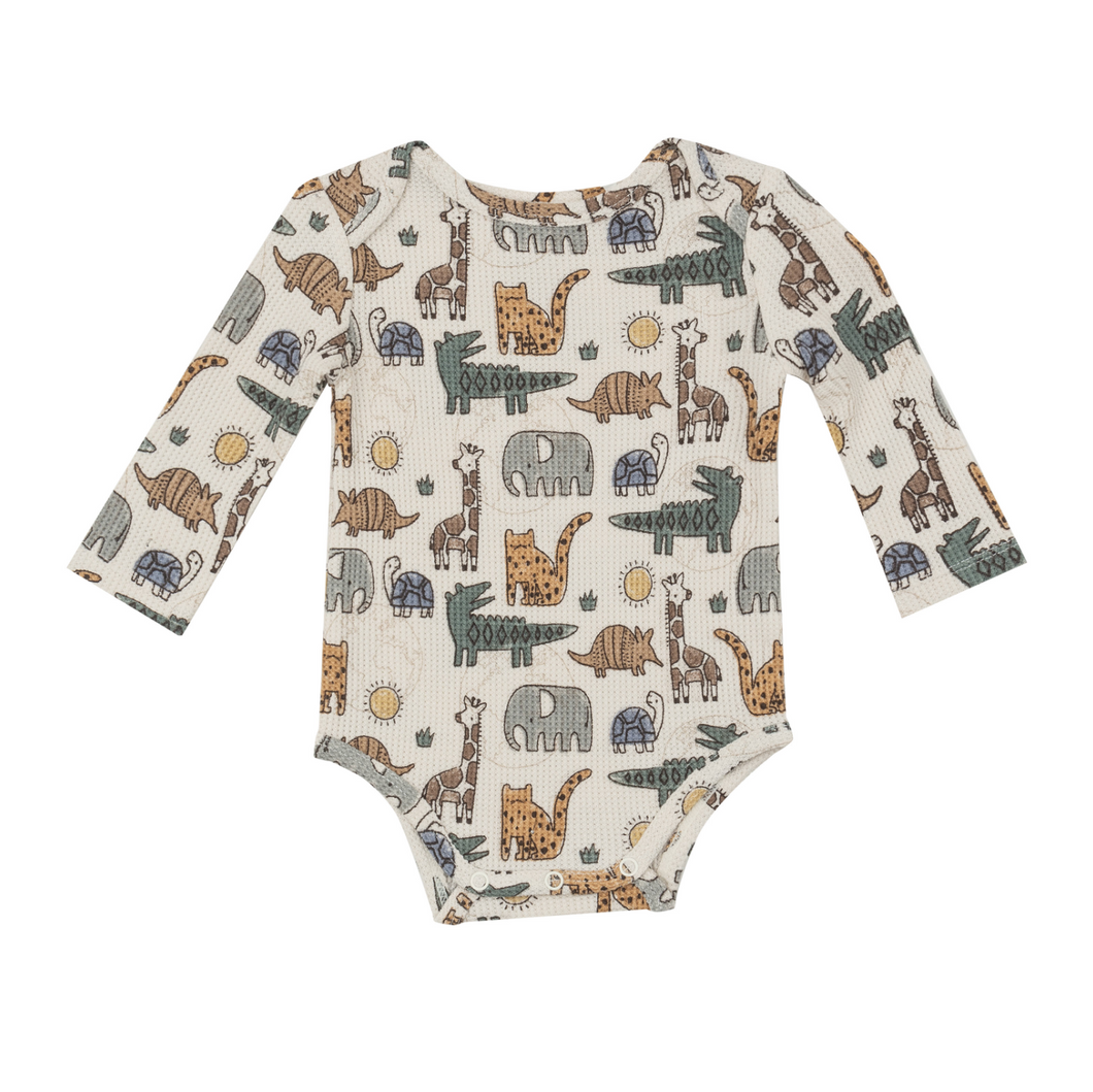 Safari Sketchbook Long Sleeve Waffle Bodysuit