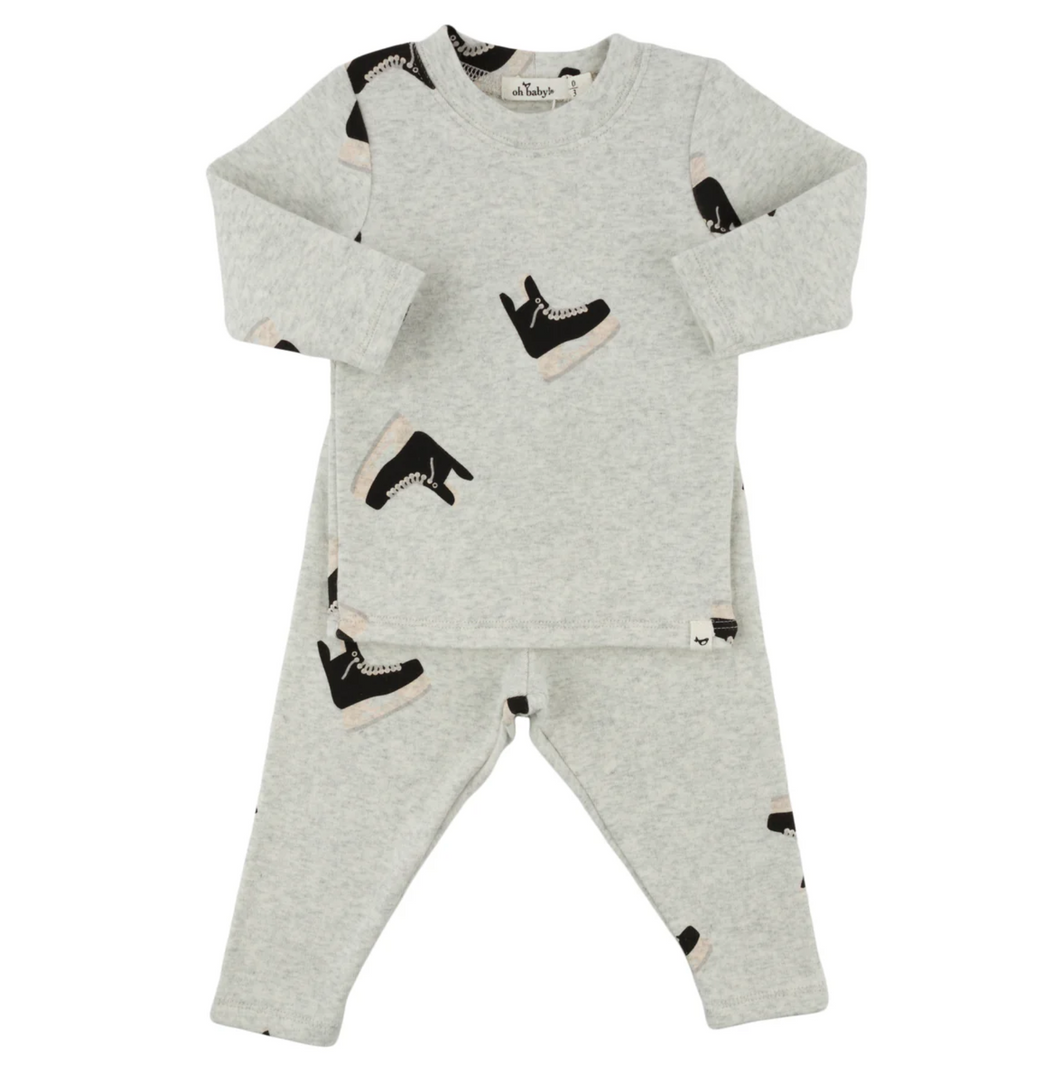 Heather Grey Hockey Skates Lounge 2pc Set