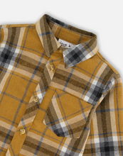 Load image into Gallery viewer, Gold/Grey Plaid Flannel Button Up
