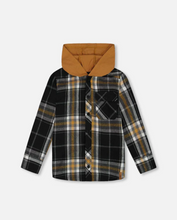 Load image into Gallery viewer, Black/Caramel Hooded Shacket
