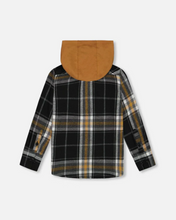 Load image into Gallery viewer, Black/Caramel Hooded Shacket
