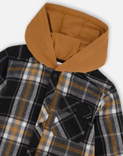 Load image into Gallery viewer, Black/Caramel Hooded Shacket
