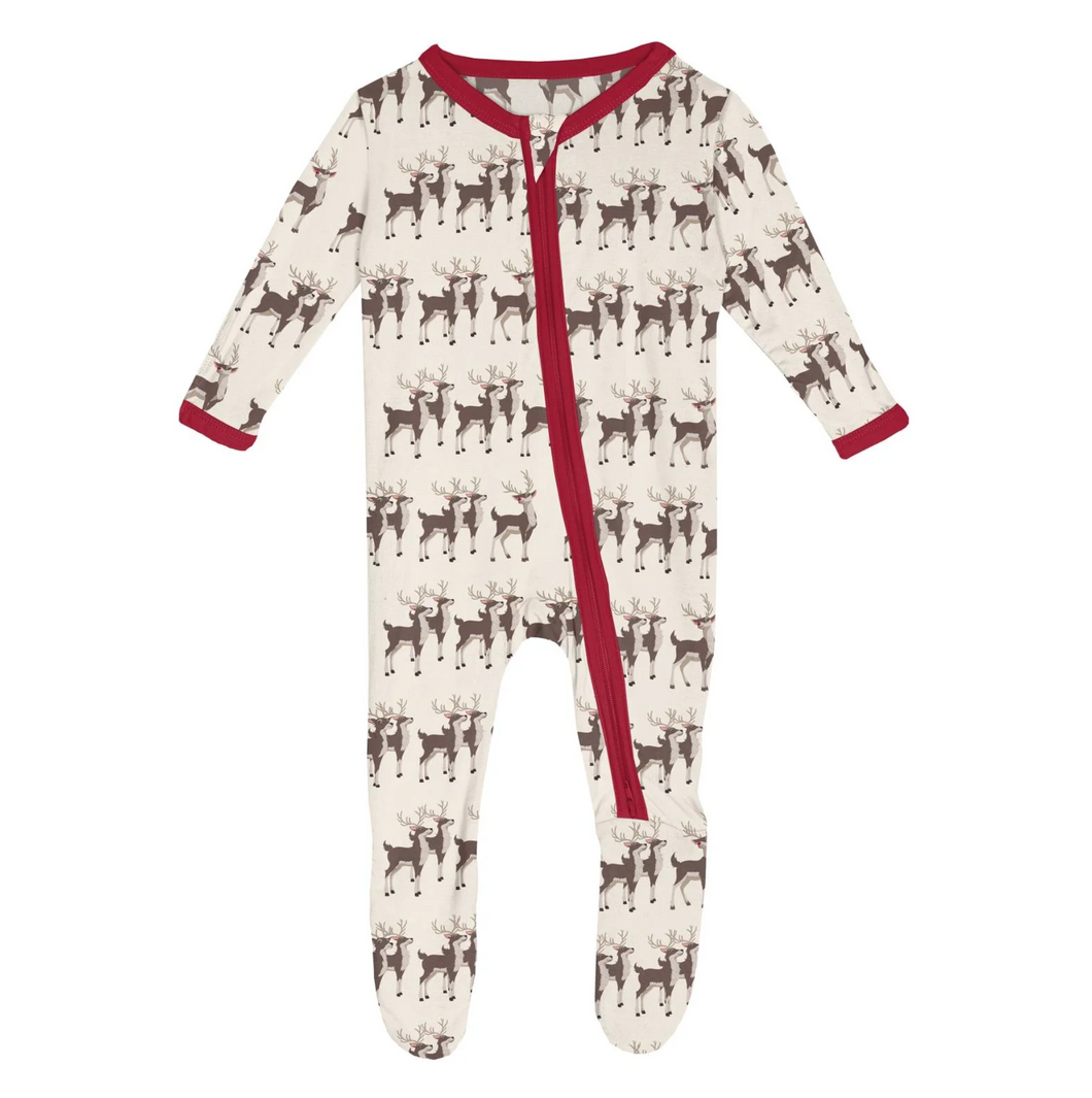 Natural Rudolph Zipper Footie