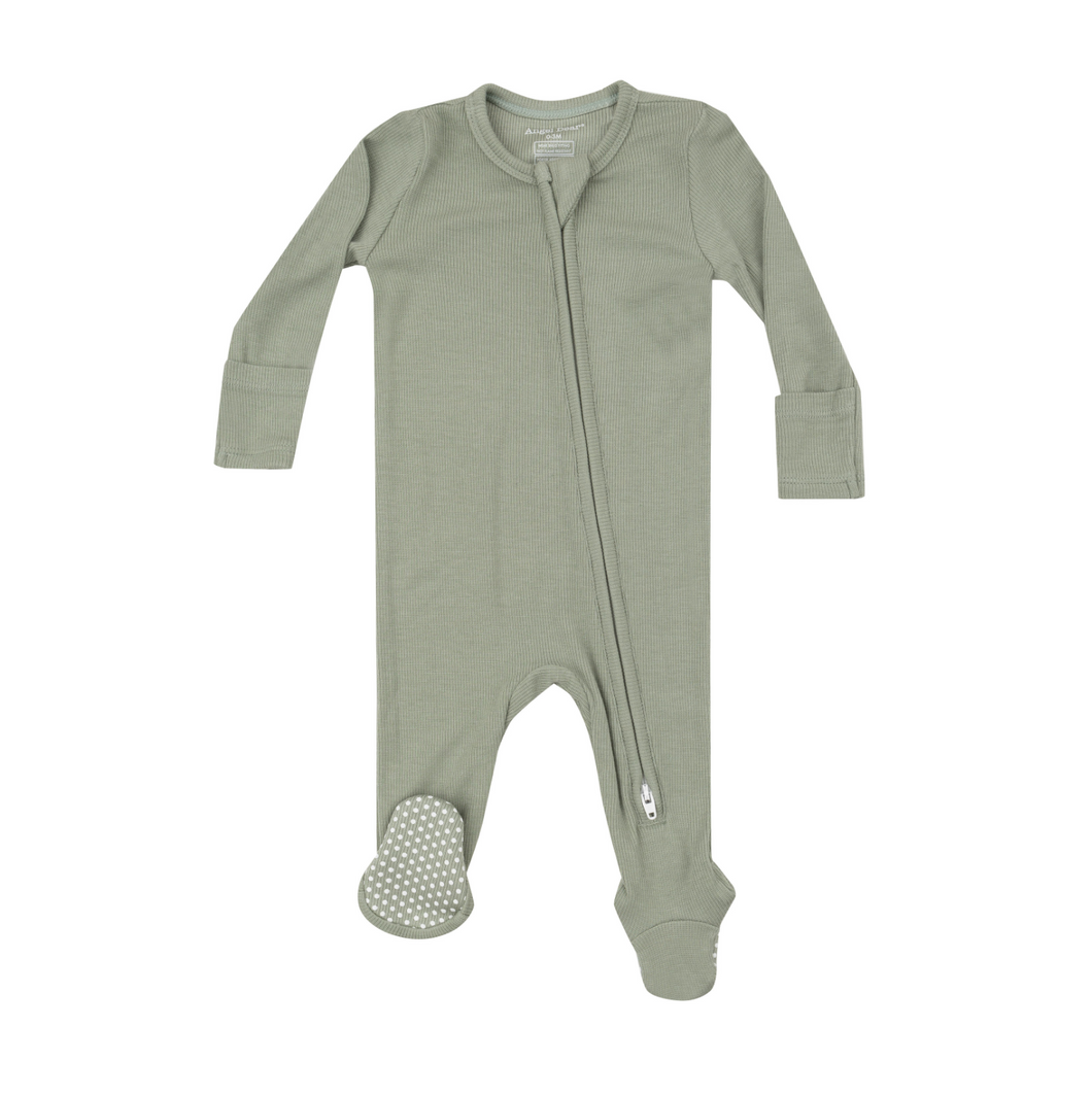 Ribbed Desert Sage Two-Way Zip Footie