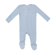 Load image into Gallery viewer, Ribbed Subdued Blue Two-Way Zip Footie
