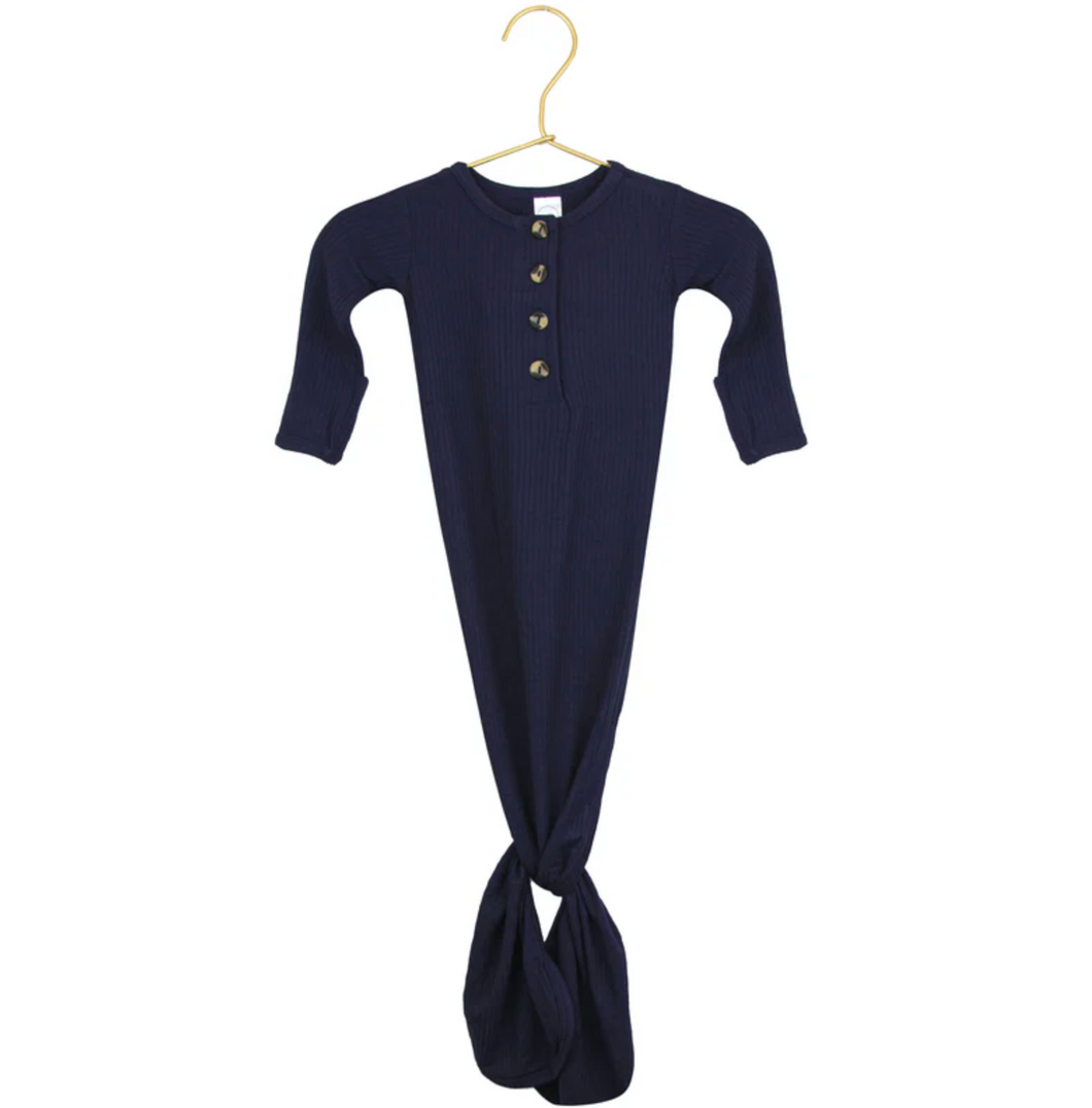 Hayden Navy Ribbed Knotted Gown