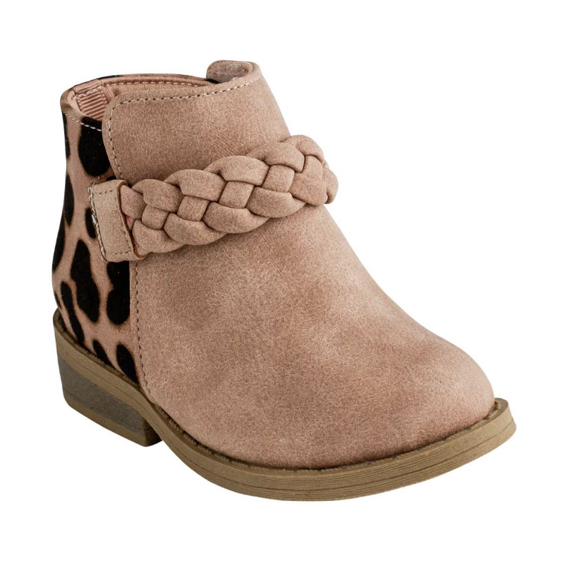 Dark Blush Leopard Braid Ankle Boot