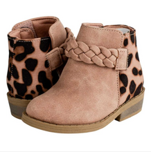 Load image into Gallery viewer, Dark Blush Leopard Braid Ankle Boot
